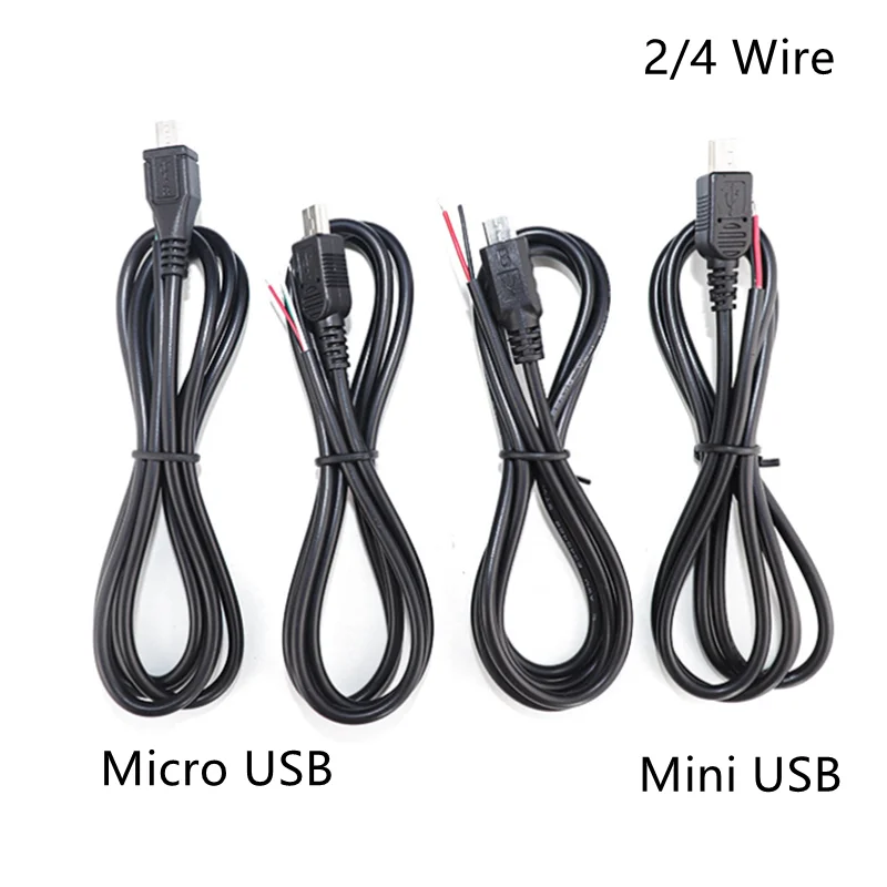 Micro Mini USB 2,0 A macho hembra Jack cable 4 pines 2 pines núcleo Cable carga de datos cable de extensión de alimentación conector DIY para Android - imagen 2