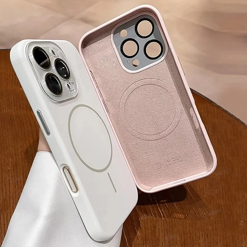 Funda magnética protectora de lente de cristal de silicona líquida a la moda para iPhone 16 15 14 13 11 Pro Max 16 Plus para funda suave Magsafe - imagen 4