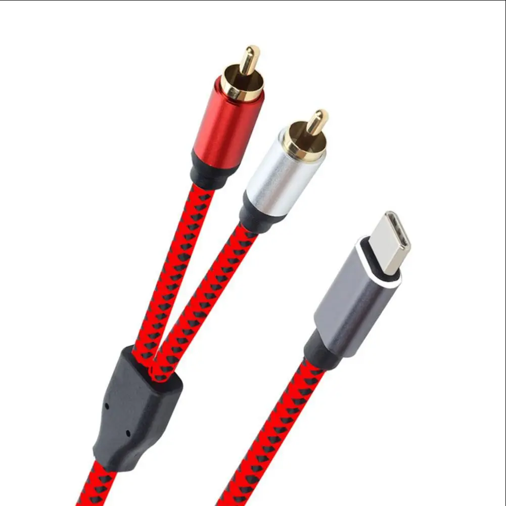 Nku-Cable de Audio USB tipo C macho a conector R/L 2RCA, Chip DAC integrado para USB-C, teléfono inteligente, tableta, amplificador de cine en casa, altavoz de TV