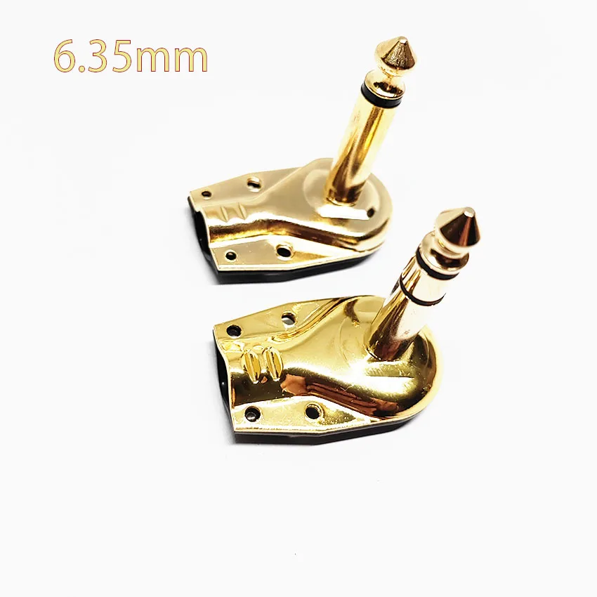 1 Uds oro plata 1/4 "6,35mm 6,5mm conector Mono/estéreo enchufe de ángulo recto plano macho Audio efectos de guitarra Pedal conector Phono - imagen 3