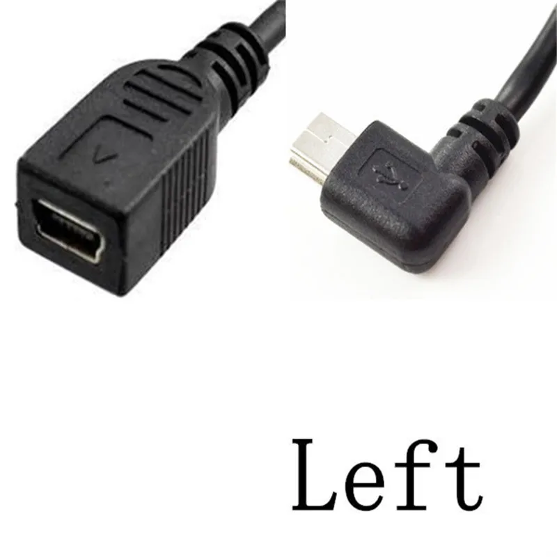 Up Down Left Right Angle 90 grados Mini USB 2,0 5 pines macho a hembra Cable adaptador de sincronización de datos enchufe Mini conector USB 0,25 m - imagen 5