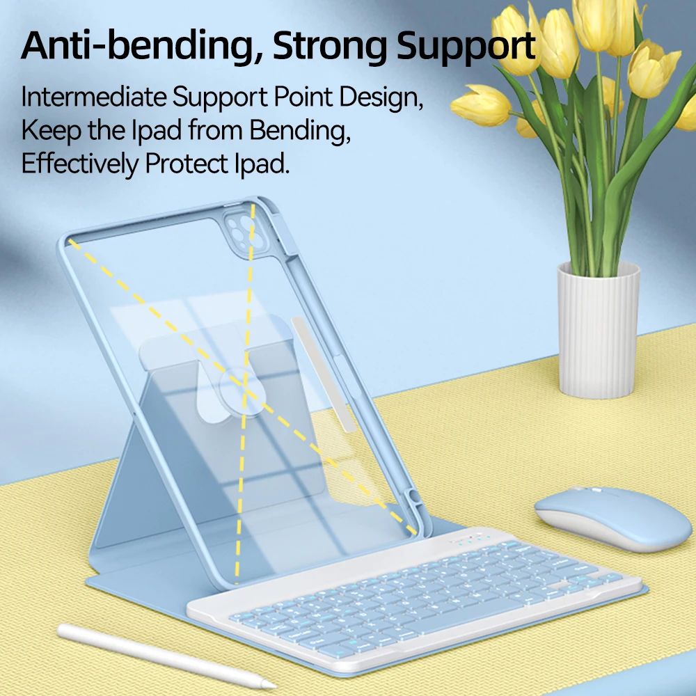 Funda con teclado magnético para iPad Pro 11 Air 4/5 10,9 10,5 10,2 9/8/7a generación cubierta transparente con teclado y ratón - imagen 5