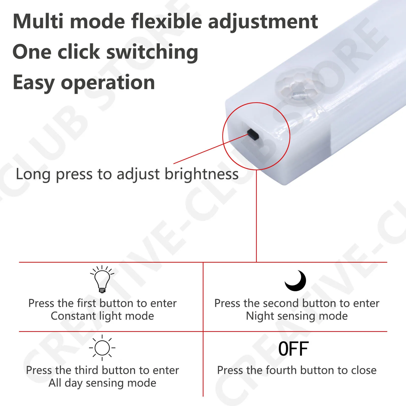 Luz LED inalámbrica recargable para gabinete con sensor de movimiento, ideal para armario, cocina, armario, escaleras, noche con pilas, 1 ud. - imagen 4