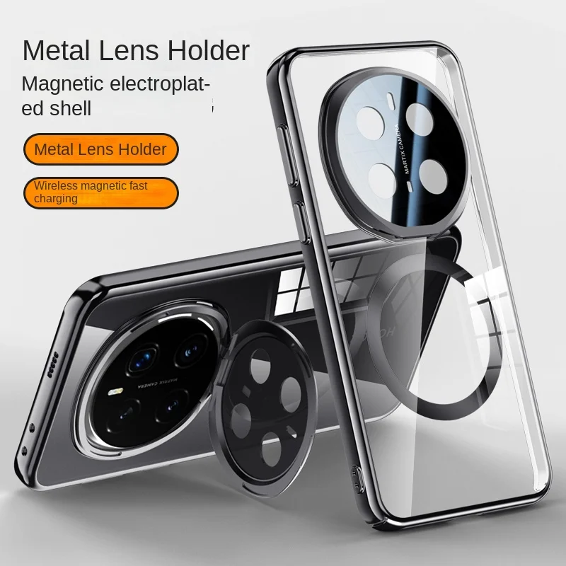 Para Huawei Honor Magic 7 Pro funda transparente magnética soporte de carga inalámbrica funda protectora trasera para magic 7pro Shell