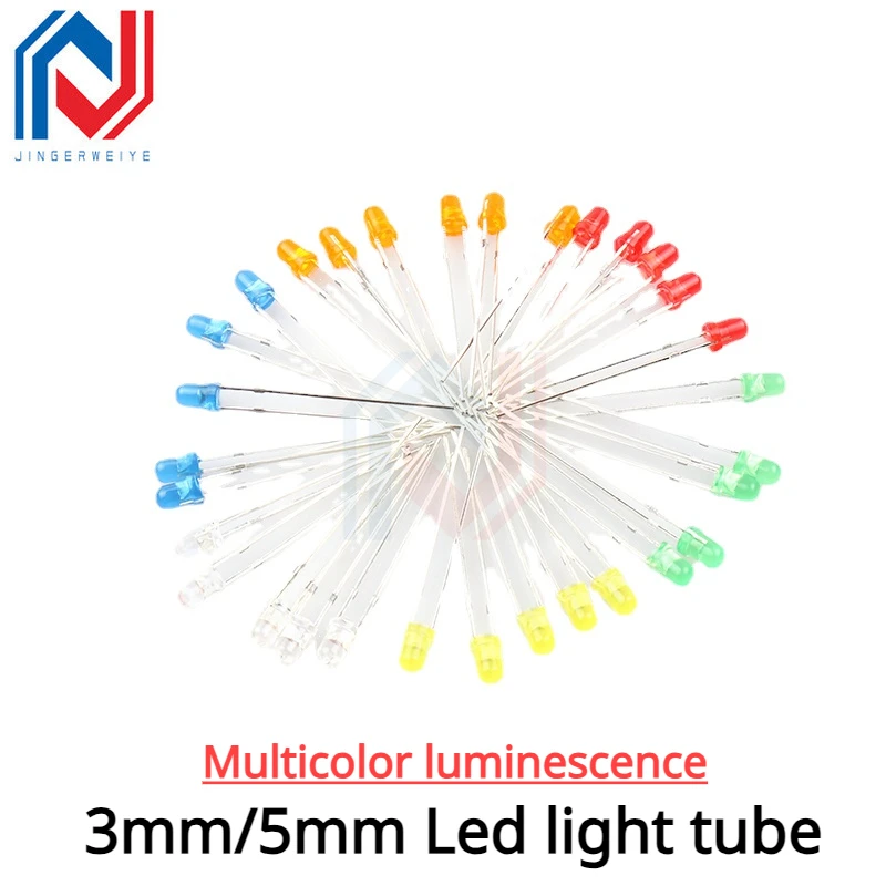 Diodo emisor de luz Led de 3mm y 5mm, de pelo rojo Luminotron/verde, verde/azul/amarillo/naranja/blanco, 50 unidades por lote - imagen 3