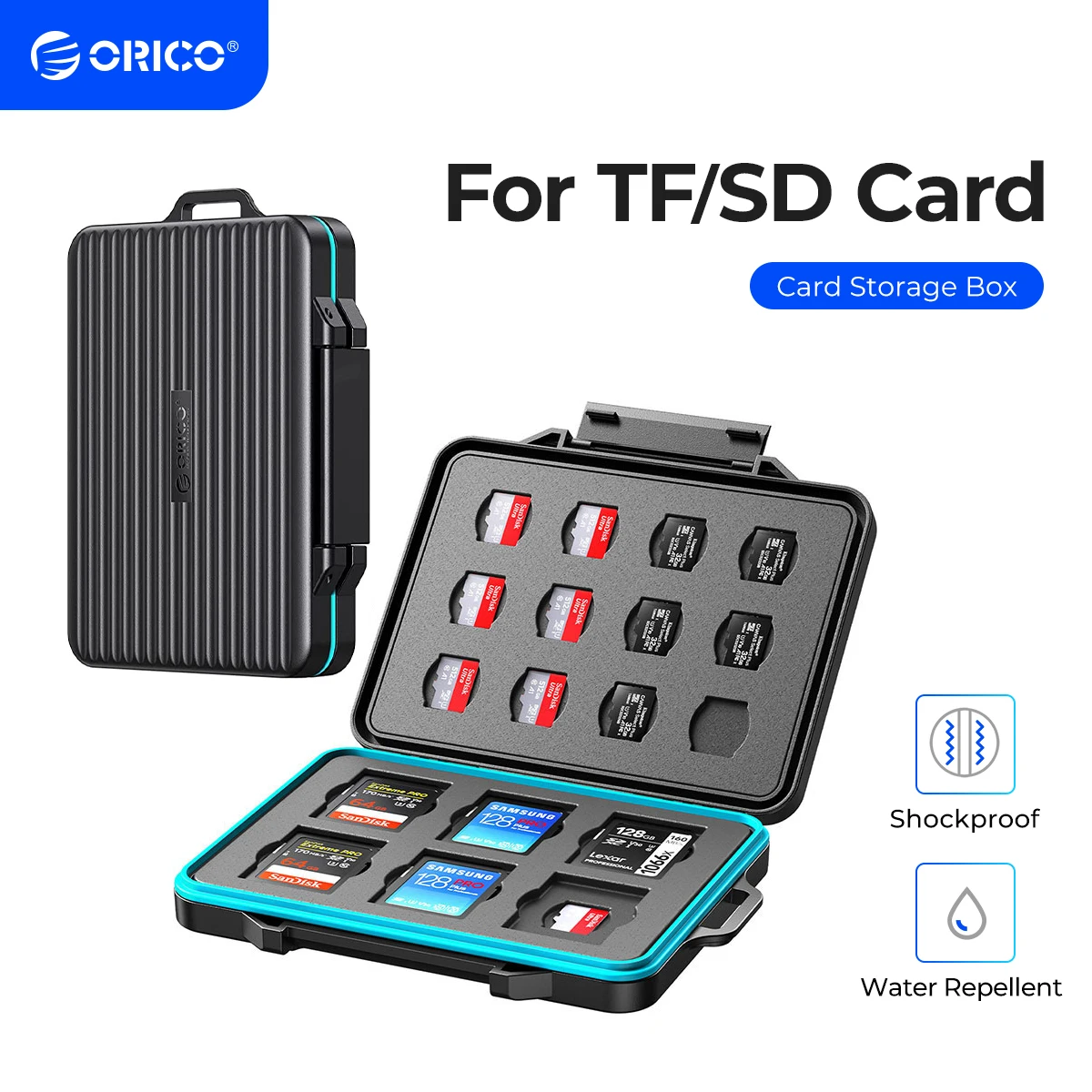 ORICO Estuche Almacenamiento Tarjeta Memoria SD Organizador Soporte Tarjeta Micro SD Forro Suave Impermeable HDD CF SD