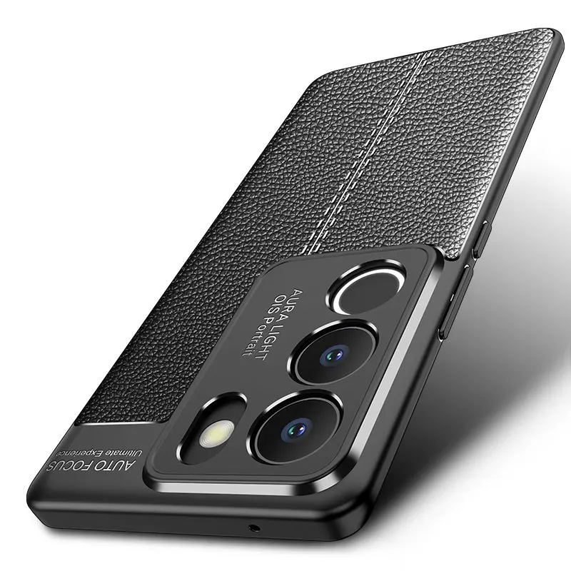 Funda para Vivo V29 5G, carcasa a prueba de golpes, TPU, estilo de cuero suave, Coque de teléfono - imagen 2