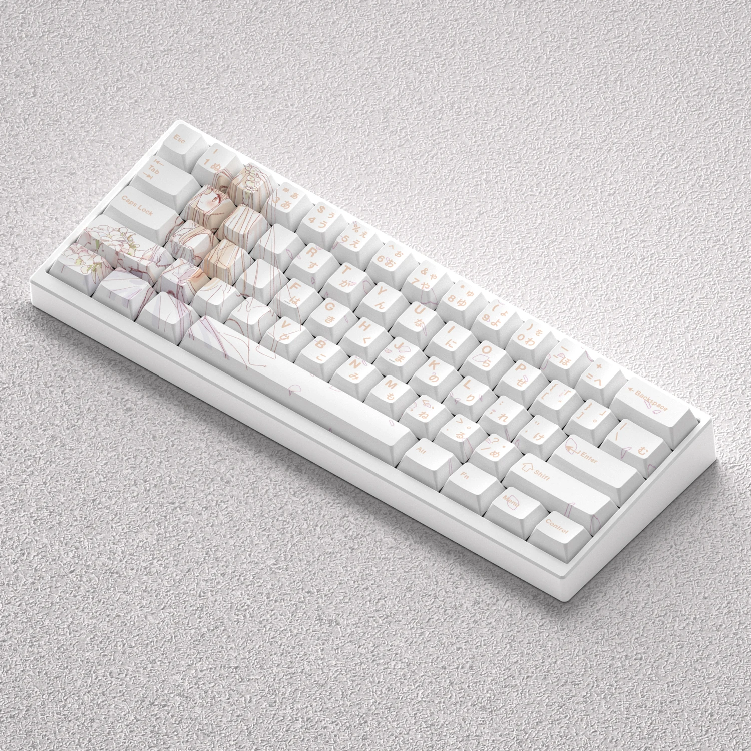 Shiina Mahiru teclas PBT Dye Sub Cherry Anime Comic blanco japonés para 60% 65% 68% diseño Teclado mecánico AKKO Fun60 Pro PC - imagen 2