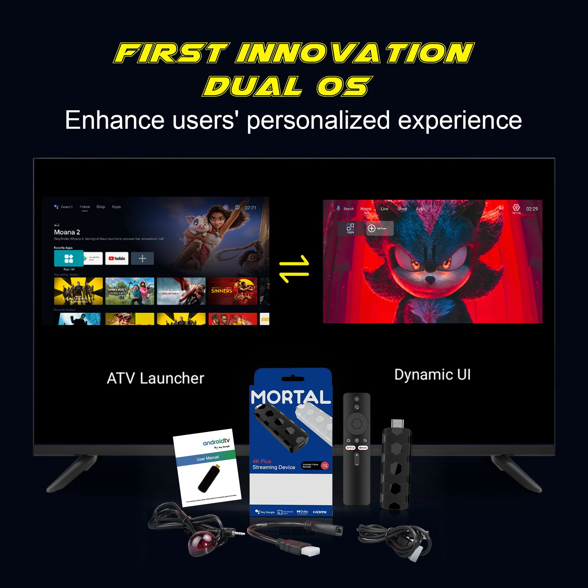 TV Stick Mortal R3+ Android 14 RK3518, cuatro núcleos, 16 GB de RAM, 2 GB de Wi-Fi 6, Bluetooth 5.0+, transmisión multimedia. - imagen 3