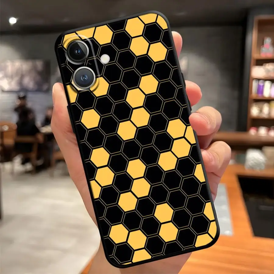 Funda Retro de red de panal para iPhone XS Max 15 16 14 Plus 13 12 11 17 Pro Max 17Air 7 8 XR, funda suave negra para teléfono - imagen 2