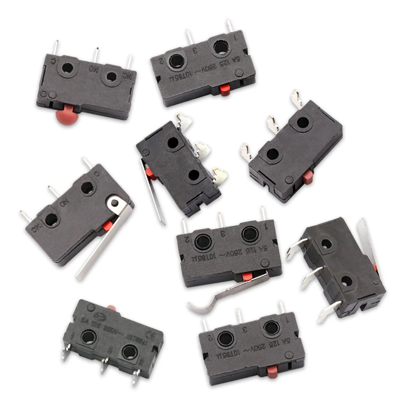 5 uds interruptor de límite de viaje contacto plateado Micro interruptor de límite momentáneo mango recto KW12 5A 125V Micro interruptor - imagen 5