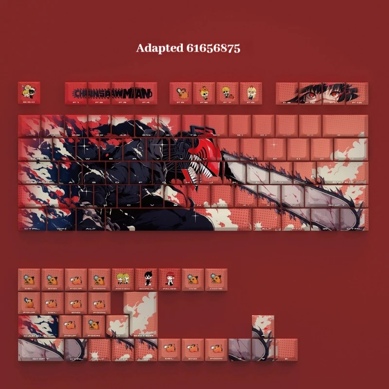 Denji personaje keycap motosierra hombre animación tema keycap anime lado grabado caracteres transparentes teclado mecánico keycap - imagen 4