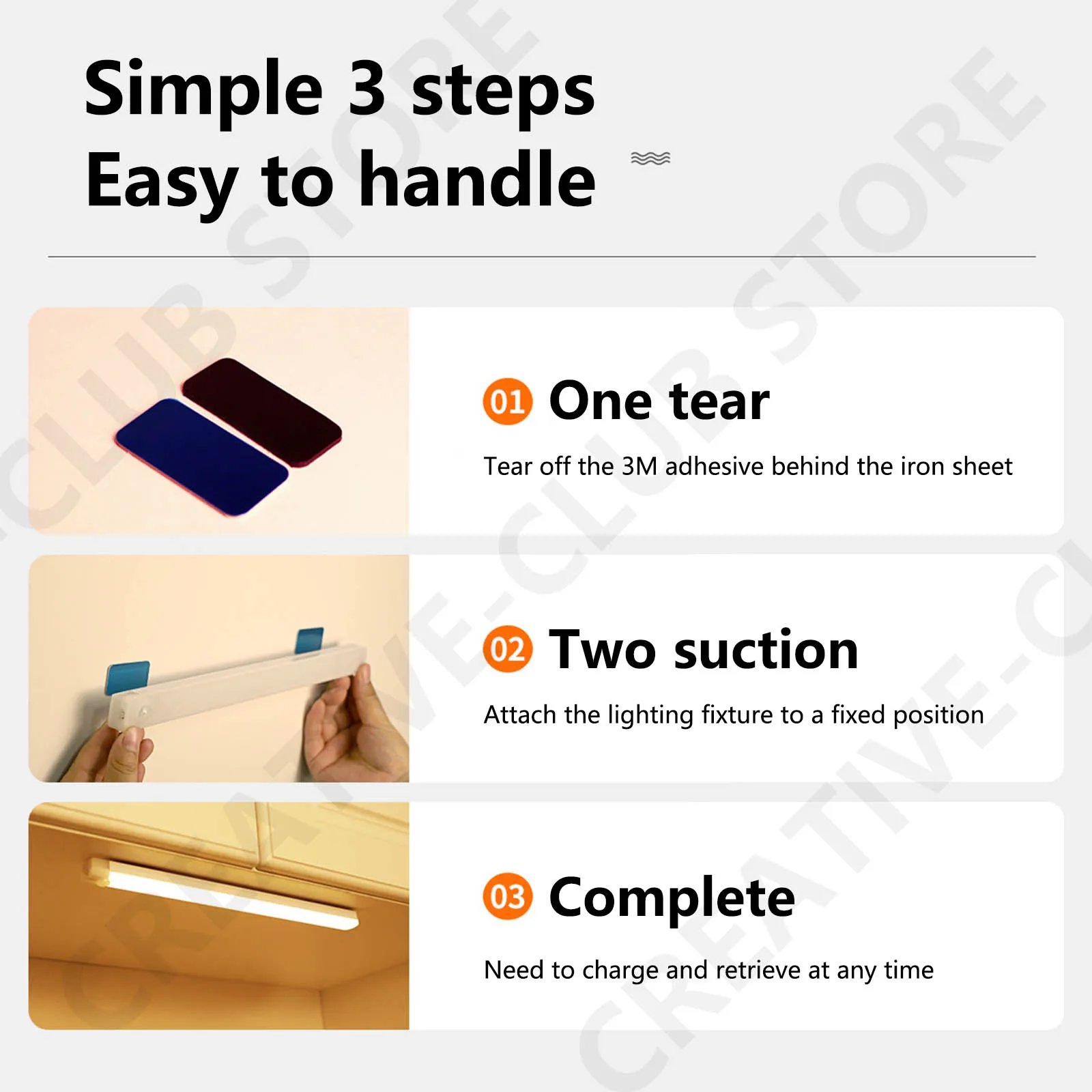 Luz LED inalámbrica recargable para gabinete con sensor de movimiento, ideal para armario, cocina, armario, escaleras, noche con pilas, 1 ud. - imagen 5