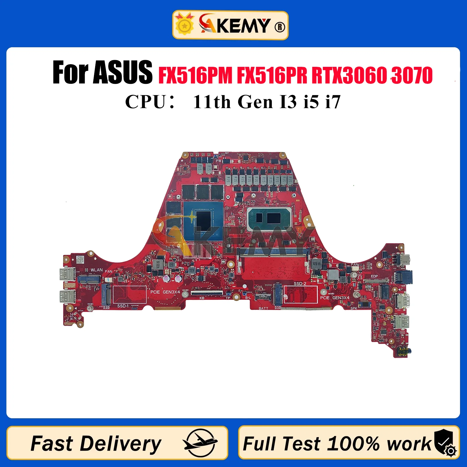 Placa base para ordenador portátil FX516PR para ASUS TUF Gaming FX516P FX516PM FX516PR placa base con 11th Gen I3 i5 i7 100% pruebas OK envío rápido