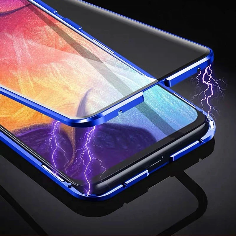 Funda de teléfono magnética de Metal para Samsung A54 A53 A52 A71 A51 A34 cubierta de cristal de doble cara para Samsung S23 S22 S21 Ultra Plus S20 FE - imagen 5