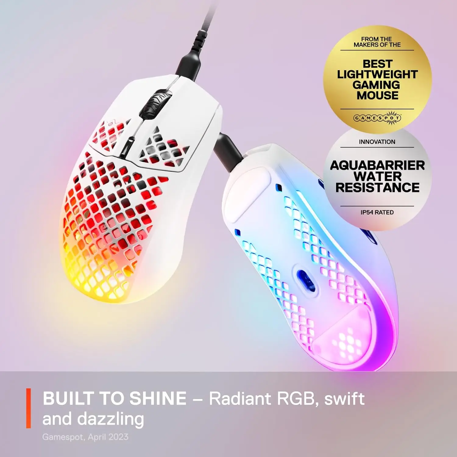 SteelSeries Aerox 3 - Ratón para juegos Holey RGB - Diseño ultraligero resistente al agua - Sensor óptico TrueMove Core de 8.500 DPI - imagen 2