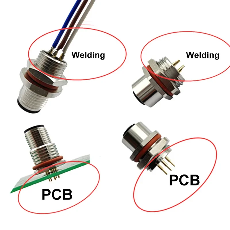 M12 2 3 4 5 6 8 12 17 pines Panel frontal/Panel trasero enchufe de aviación macho hembra 16mm Sensor de soldadura PG9 PCB enchufe tipo - imagen 2