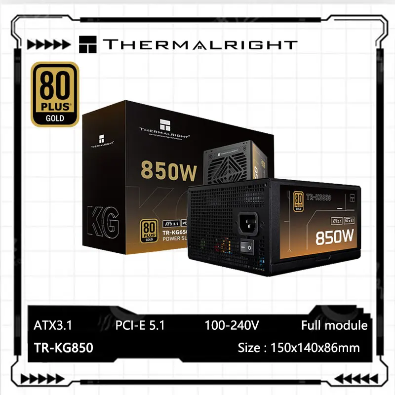 Thermalright TR-KG850 ATX3.1 Caja de medalla de oro totalmente modular Fuente de alimentación/rango de voltaje 100-240 V / 750 / 850 W compatible con PCI-E5.1