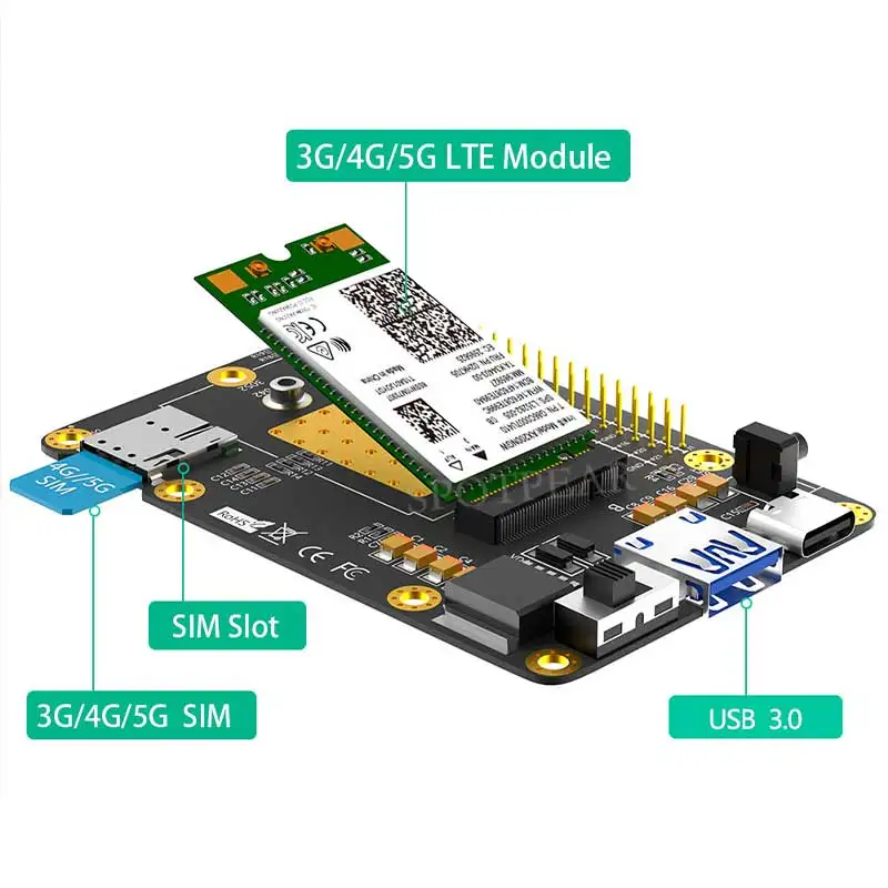 Raspberry Pi M.2 4G/5G y LTE sombrero GSM/GPRS/EDGE para RM500/SIM8200/GM800 para Samsung ARTIK /Rock64 /Asus Tinker /Latte Panda - imagen 5