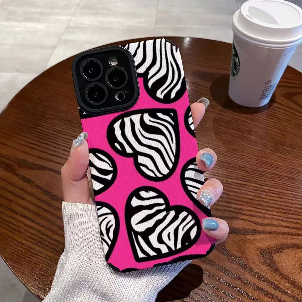 Funda de cuero de silicona con corazón de amor y cebra para Samsung Galaxy, A52, A54, A53, A34, A51, A23, A32, A31, A71, A72, A73, A14, A13, A12, S21, S22 Plus - imagen 2