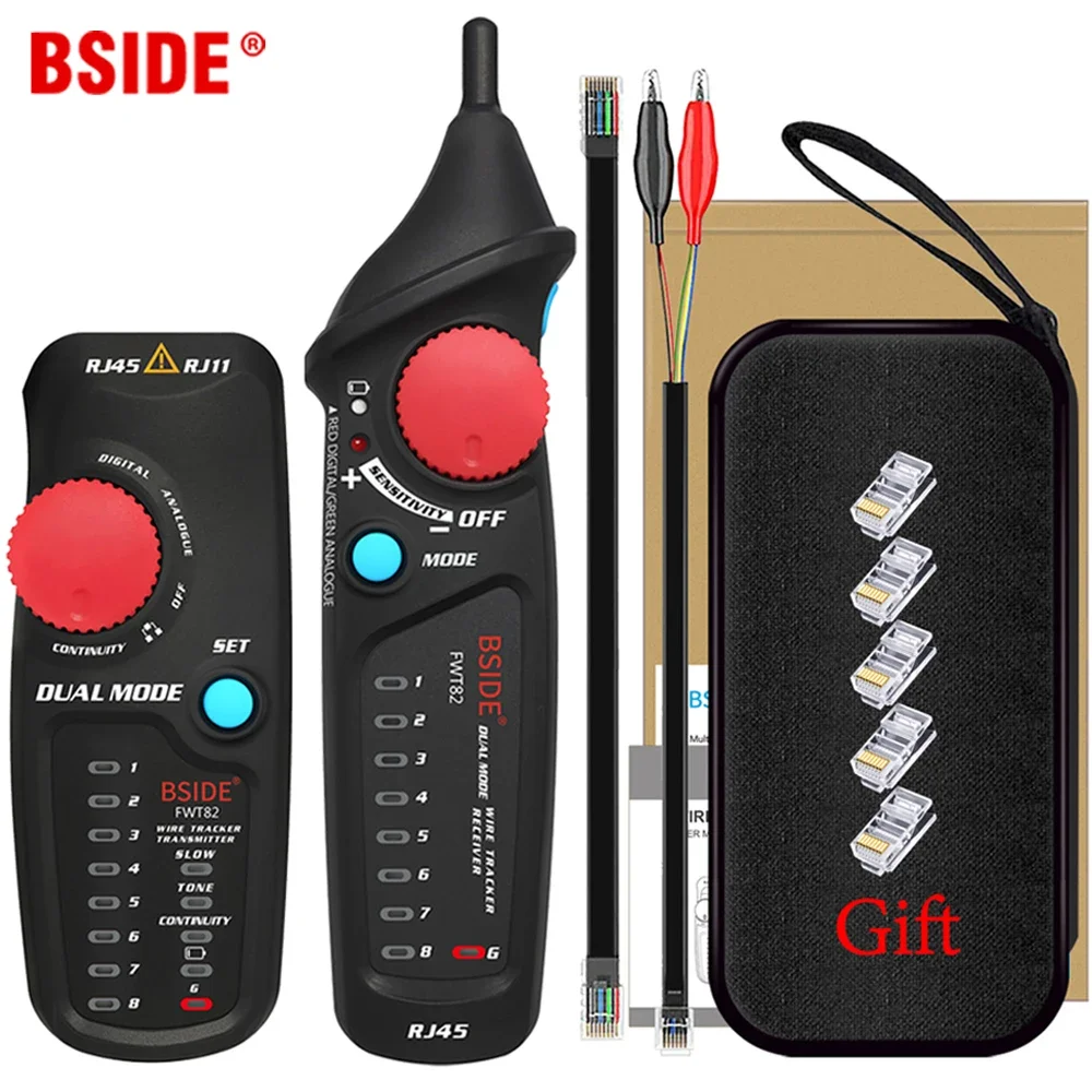 Rastreador de cables de red, probador de cables BSIDE FWT82, profesional, RJ45, RJ11, tóner telefónico, Ethernet, LAN, Detector de línea