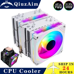 QiuzAim Enfriador CPU Torre Gemela ARGB Blanco/Negro con Tubos