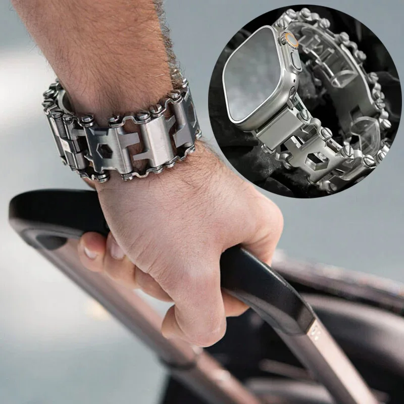 Pulsera de herramientas multifunción de acero inoxidable para Apple Watch Band Ultra 2 49mm 38 40 41mm 45mm 42mm 44mm pulsera Iwatch Correa