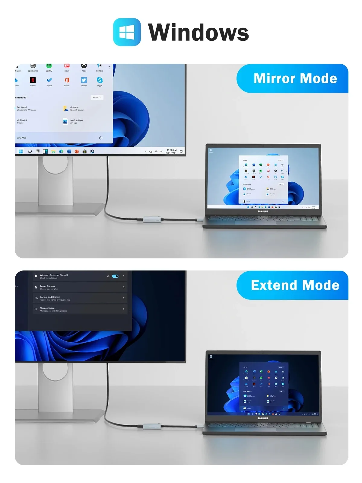Convertidor USB 3,0 a HDMI, Cable adaptador de tarjeta de vídeo externa USB 1080P, Compatible con Windows 10/11/MacOS 10,15 PC - imagen 4