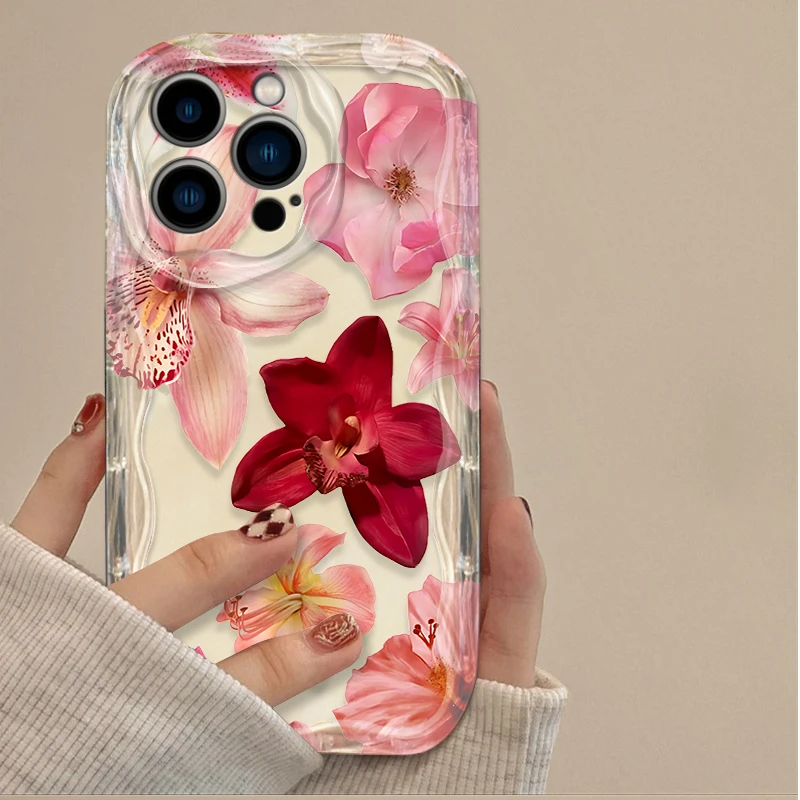 Funda de teléfono 3D transparente Sakura roja realista para iPhone 16 16E 15 14 13 12 11 Pro Max X XS X S Max XR SE 2020 SE4 7 8 funda de silicona - imagen 2