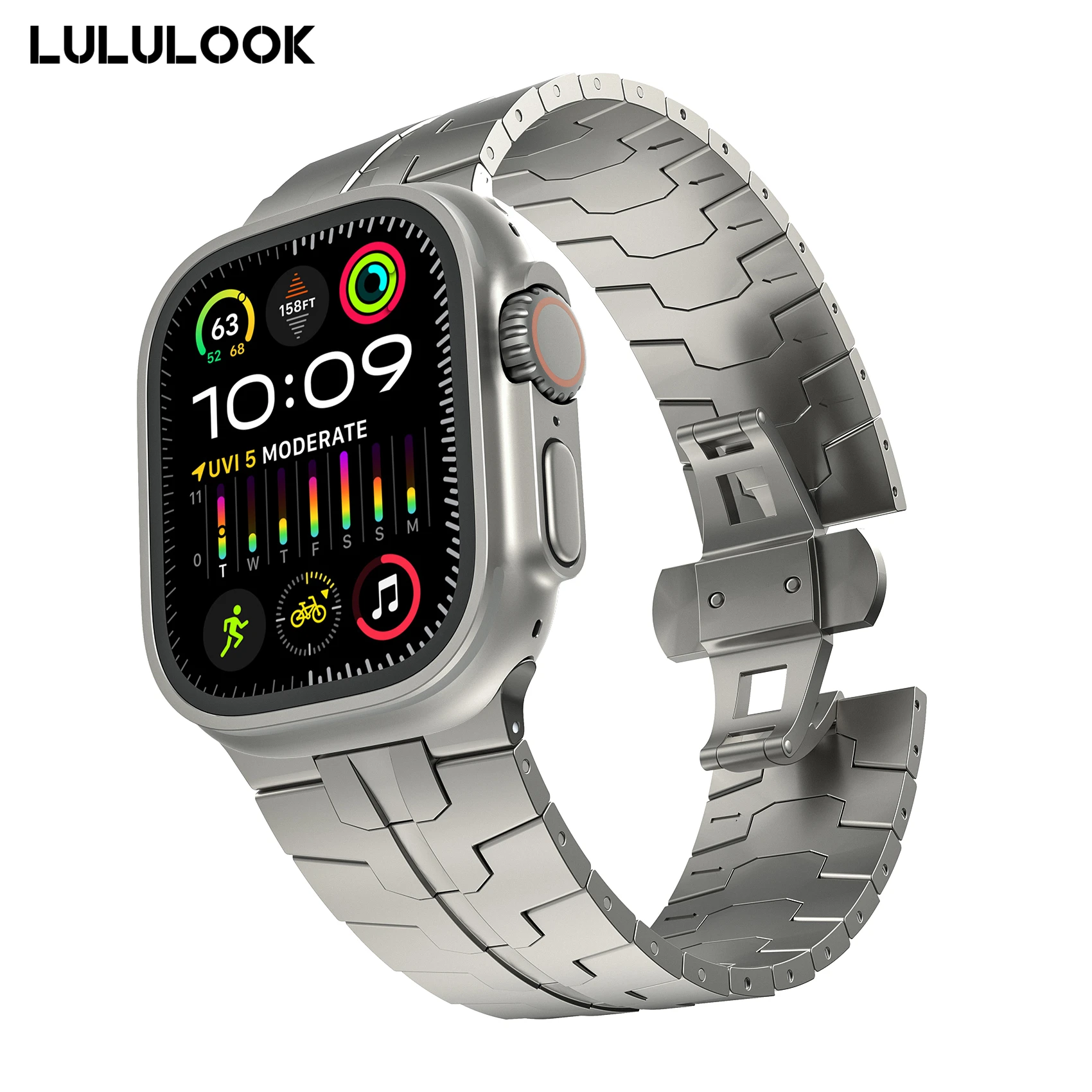 LULULOOK correa de reloj de titanio para Apple Watch Ultra 3/2/Ultra, banda de Metal de titanio de grado 2, 49mm para iWatch Ultra Color titanio
