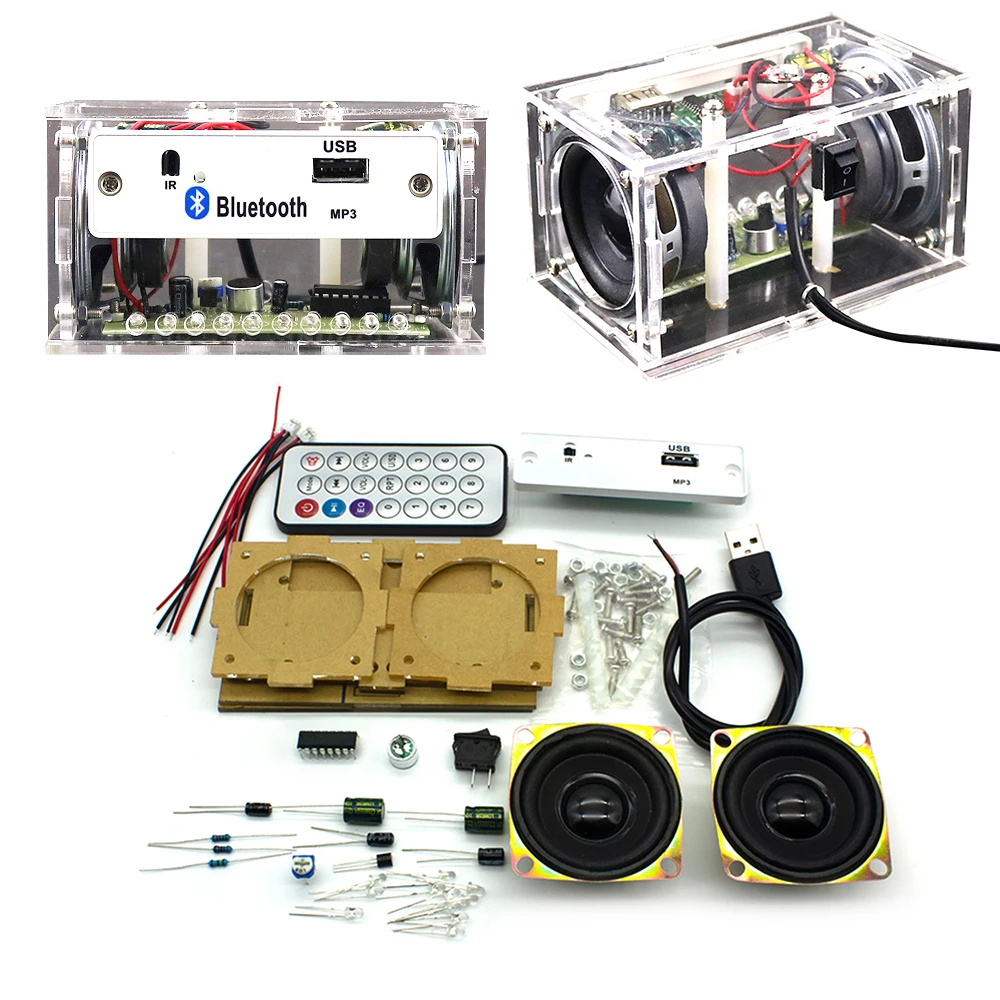 Kit electrónico blanco DIY, Altavoz Bluetooth, electrónica, Kit de proyecto de soldadura DIY, práctica de enseñanza, Altavoz estéreo Bluetooth