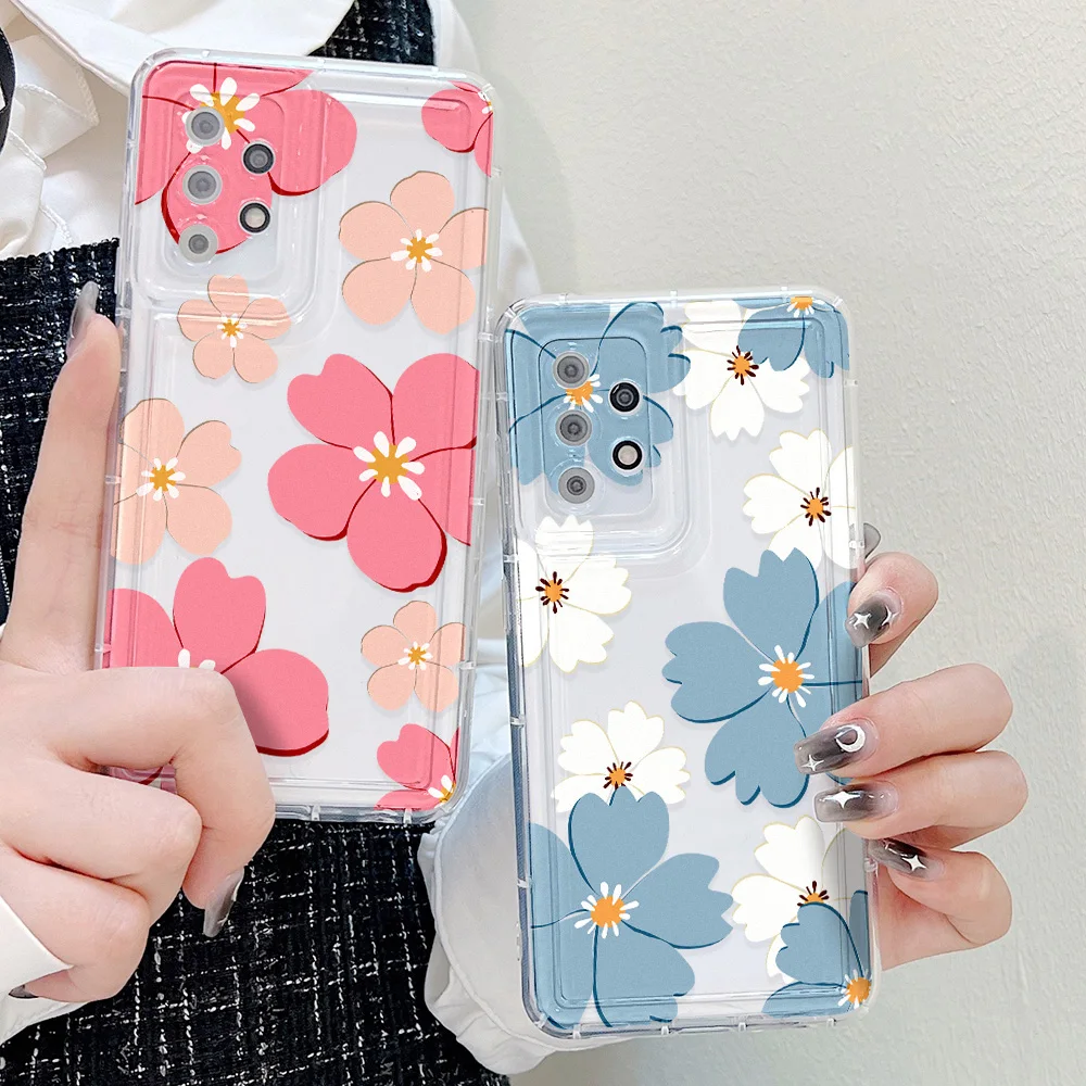 Funda de flores de TPU para Samsung A54 5G A55 S24 Ultra A15 A34 A33 A53 A14 A13 A05 A32 A23 A24 A52 A73 S23 Plus S21 S22 S20 FE