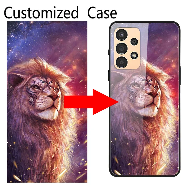 Funda de teléfono de cristal personalizada DIY para Samsung Galaxy A23 A22 A13 M23 S21 S22 Ultra Plus 4G 5G A03 Core A52S cubierta personalizada