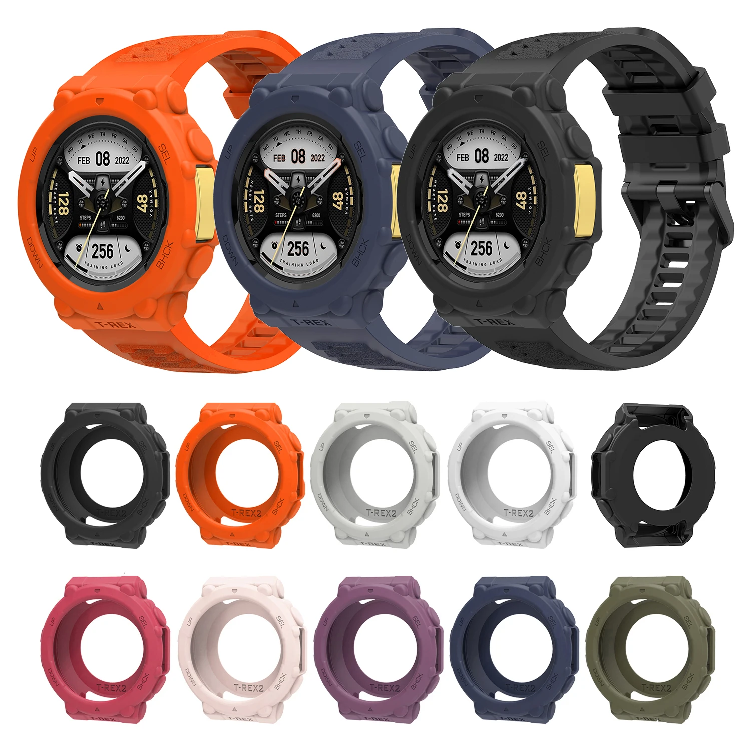 Correa de silicona para reloj inteligente Huami Amazfit T-Rex 2 + carcasa protectora - imagen 2