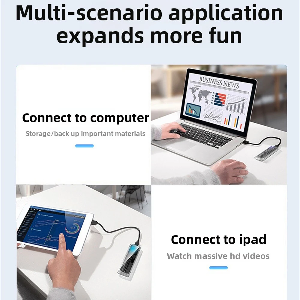Caja M.2 NGFF/NVME PCIe SATA SSD, carcasa externa transparente, USB tipo C 3,1, 10Gbps, M2 B + M Key/M Key para caja de disco duro SSD de 4TB - imagen 5