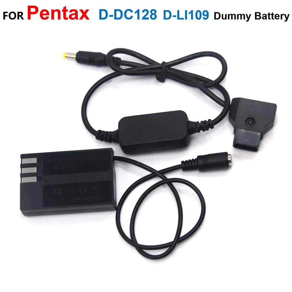 D-TAP Dtap 12V-24V Cable de alimentación reductor + D-DC128 D-LI109 batería simulada para Pentax K-100 K70 K-50 K-30 K-3 K-5 K-7 K-S1 K-S2 K-50