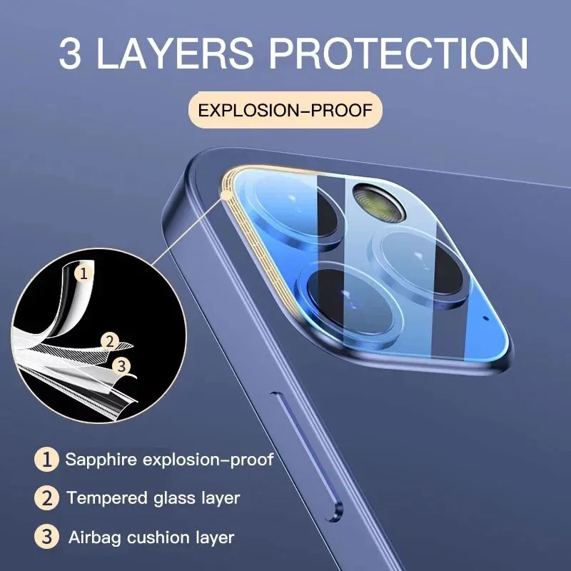4 unidades de vidrio protector de cubierta completa para iPhone 14 Pro Max XR X XS Cámara lente protector de pantalla para iPhone 13 Pro Max 12 Mini 11 Pro - imagen 3