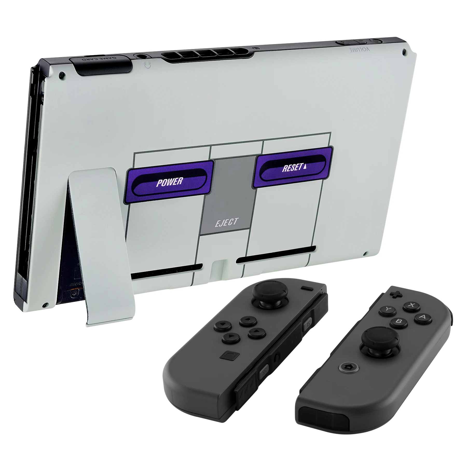EXtremeRate Grip-placa trasera para consola, carcasa de repuesto con soporte para NS Switch, estilo SNES clásico - imagen 4