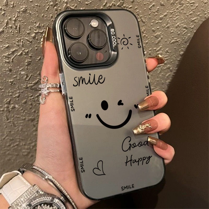 Funda de teléfono IMD electrochapada con cara sonriente para Xiaomi Redmi Note 13 12 11 10 Pro Plus 12S 11S Redmi 12 13C, funda trasera a prueba de golpes