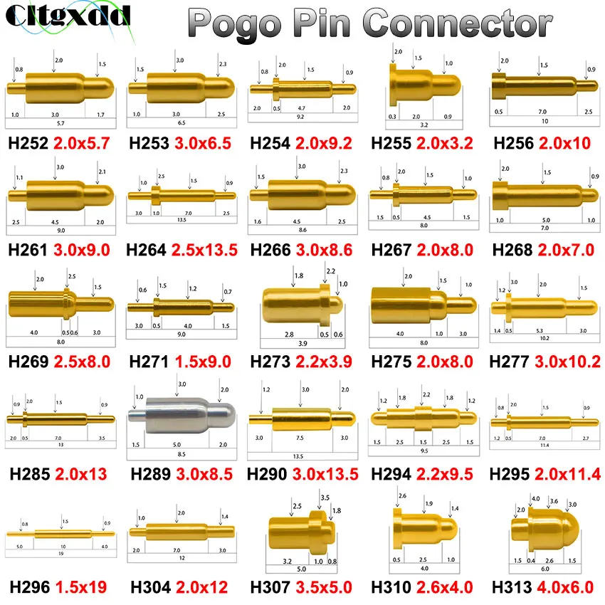 5 uds conector Pin Pogo batería Pogopin resorte carga contacto SMT PCB 4/5/6/6, 5/7/8/8, 5/9/9,5/10/12/13/13,5/19mm sonda de resorte de prueba