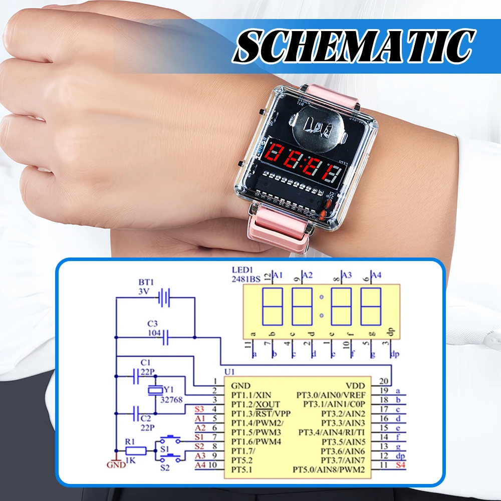 Kit de bricolaje reloj electrónico pantalla Digital LED creativa caja transparente DIY práctico Kit electrónico de soldadura 3V - imagen 4