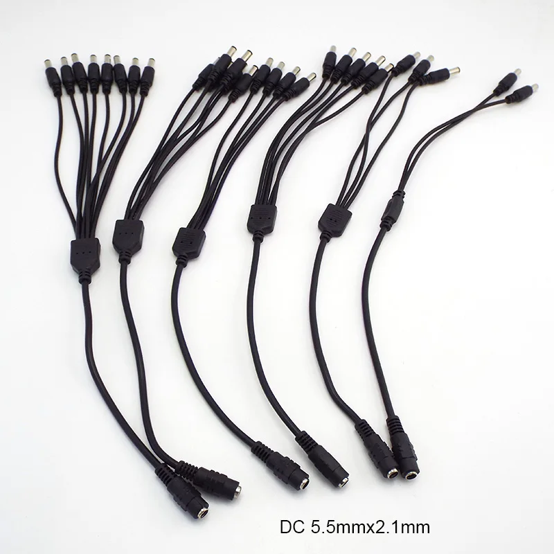 Cable de extensión divisor de corriente de 12V CC, conector Jack macho hembra de 5,5x2,1mm para cámara CCTV, tira de luz LED, adaptador de CA