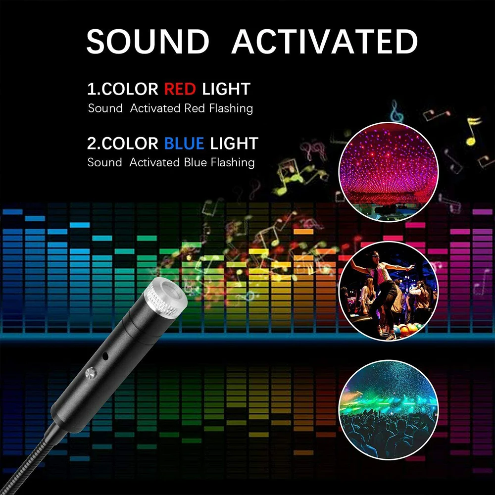 Decoración de techo para habitación de coche, proyector LED de luz nocturna de cielo estrellado romántico USB de 5V, lámpara de ambiente de estrella de galaxia para fiesta en casa - imagen 3