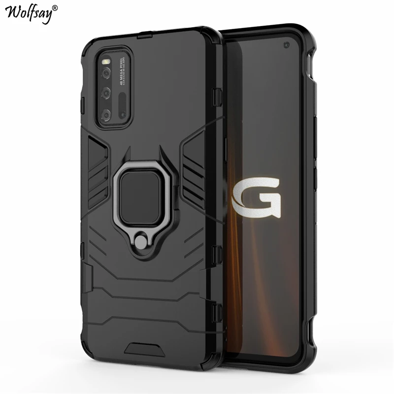Wolfsay para Vivo iQOO 3 funda, iQOO3 5G soporte para coche fundas de armadura PC dura y funda de silicona suave para Vivo iQOO 3 V1955A con imán