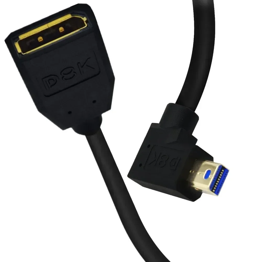 Cable de extensión Mini Displayport a DP hembra, 8K @ 60Hz, en ángulo recto, macho a hembra DP, con Panel de tornillo de montaje, 0,3 m - imagen 5
