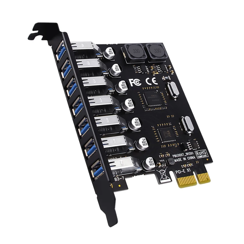 Adaptador USB 3,0 PCI Express PCI e a 7 puertos USB 3 tarjeta adaptadora de expansión USB3 PCIe PCI-e x1 convertidor de controlador para PC de escritorio - imagen 2