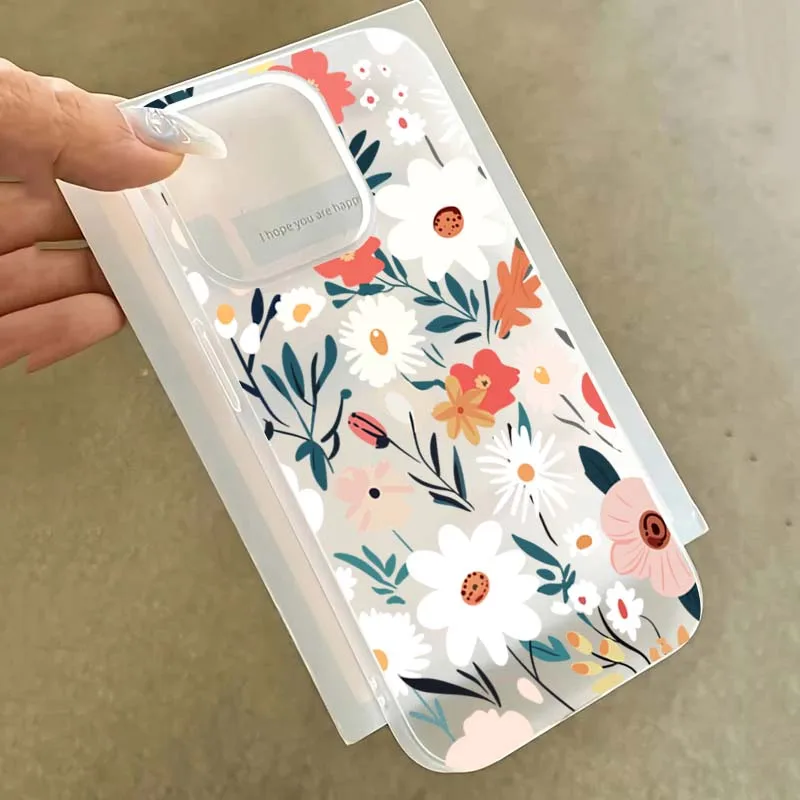 Funda de teléfono esmerilada con Margarita blanca y azul para iPhone 16, funda para iPhone 15 11 12 13 14 16 Pro Max X XR XS Max 14 15 7 8 Plus SE2 - imagen 5