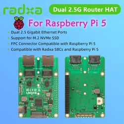 Raspberry Pi 5 Router HAT Doble Ethernet 2.5G con NVMe y PCIe