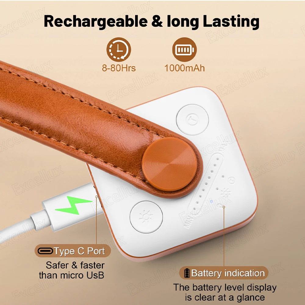 Luz de lectura LED recargable para libros, lámpara de lectura nocturna, Clip portátil ajustable, brillo de 9 niveles, dormitorio de viaje - imagen 5