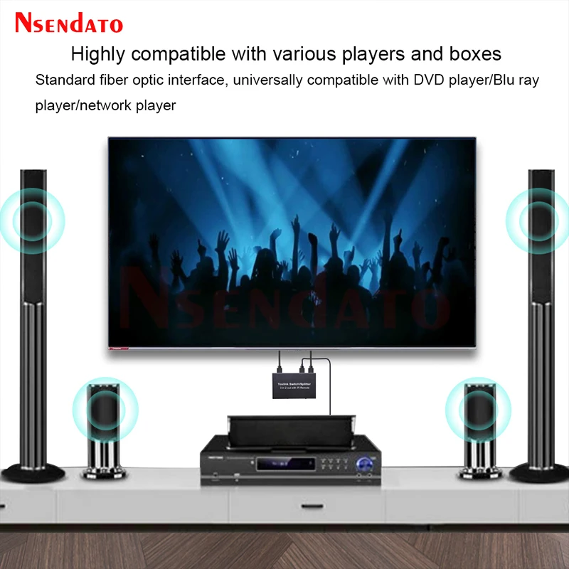 Conmutador de Audio óptico Spdif Toslink 3 en 2 salidas, interruptor óptico Digital 3X2, interruptores extensores divisores para Monitor DVD HDTV PS4 - imagen 5